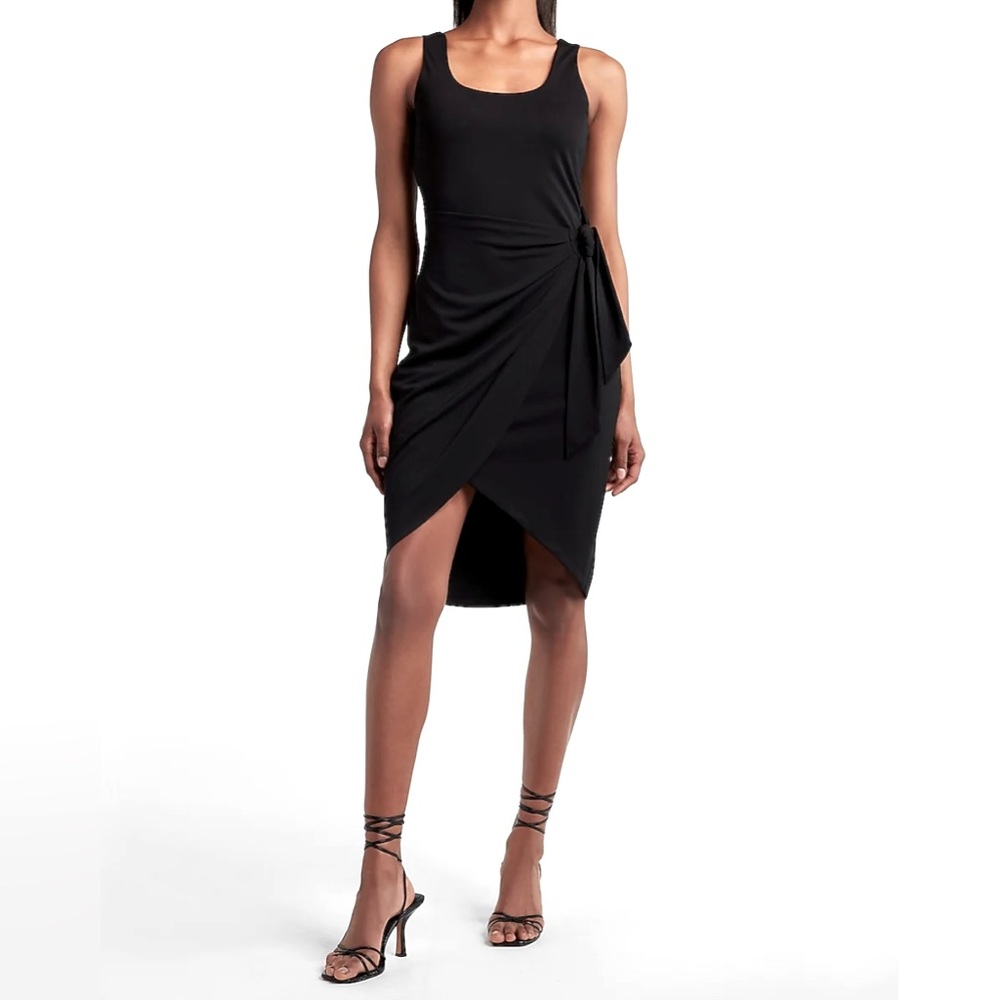 Express Square Neck Wrap Sheath Dress in Black Sz Small NWT
